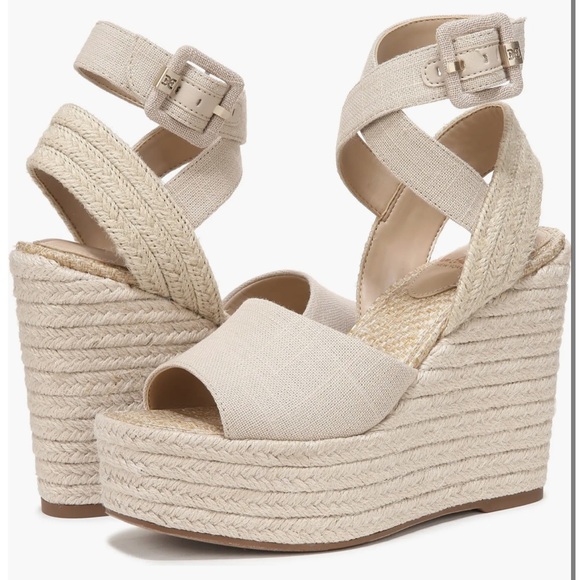 Sam Edelman Vada Espadrille Platform Wedge Sandal (Women) natural linen color - Picture 2 of 9
